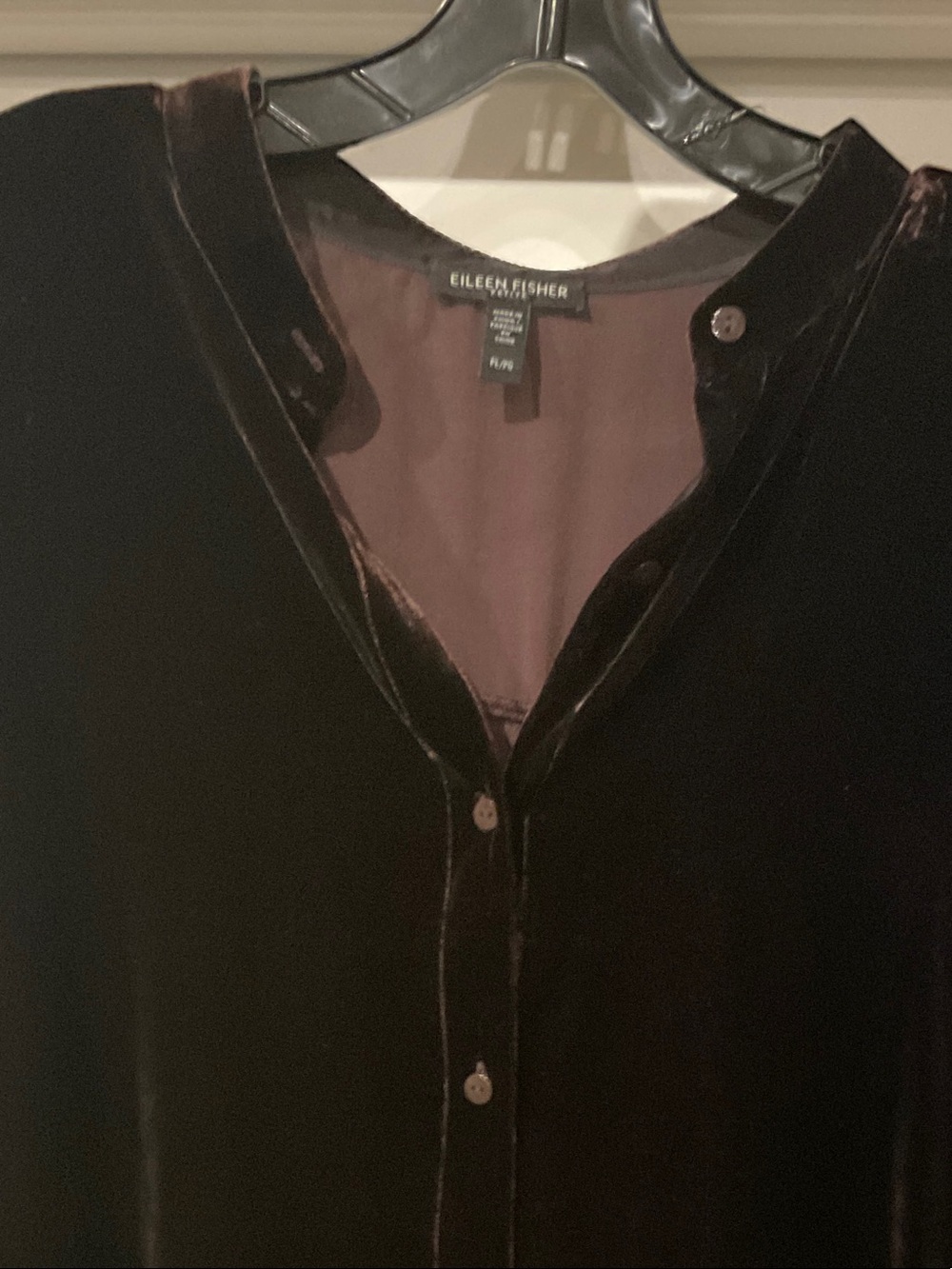 Eileen Fisher Women Velvet Button-Down Shirt - Dark Brown Petite Large-Like New